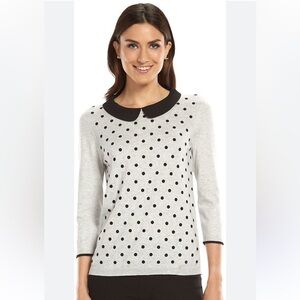 ELLE Flocked Dot Crewneck Sweater